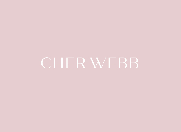 Cher Webb logo on a pink background